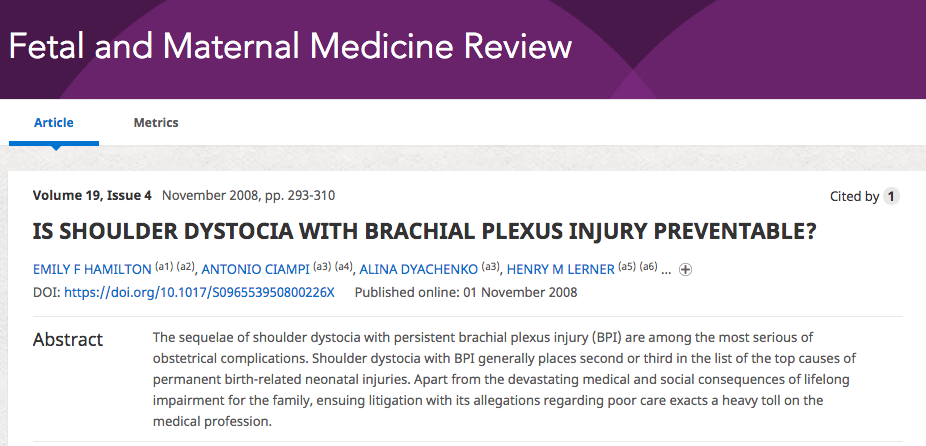 Is shoulder dystocia with brachial plexus preventable?