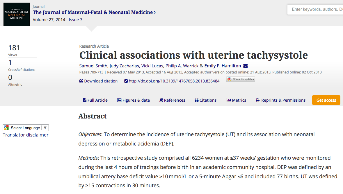 Clinical associations with uterine tachysystole
