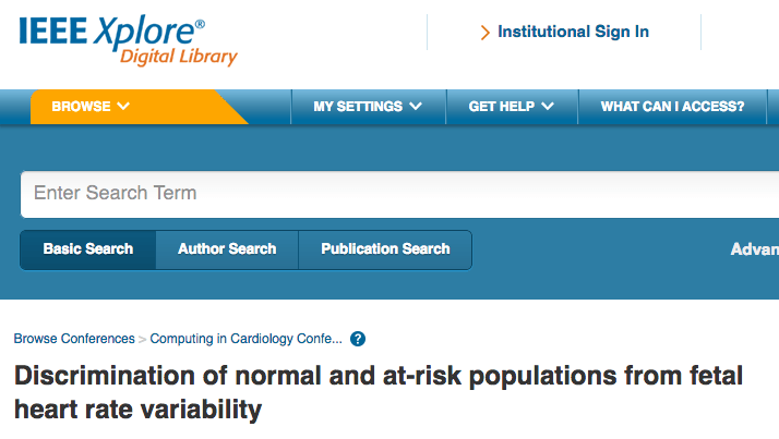 Discrimination of normal and at-risk populations from fetal heart rate variability