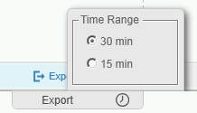 Select to export 15 or 30 minutes of data